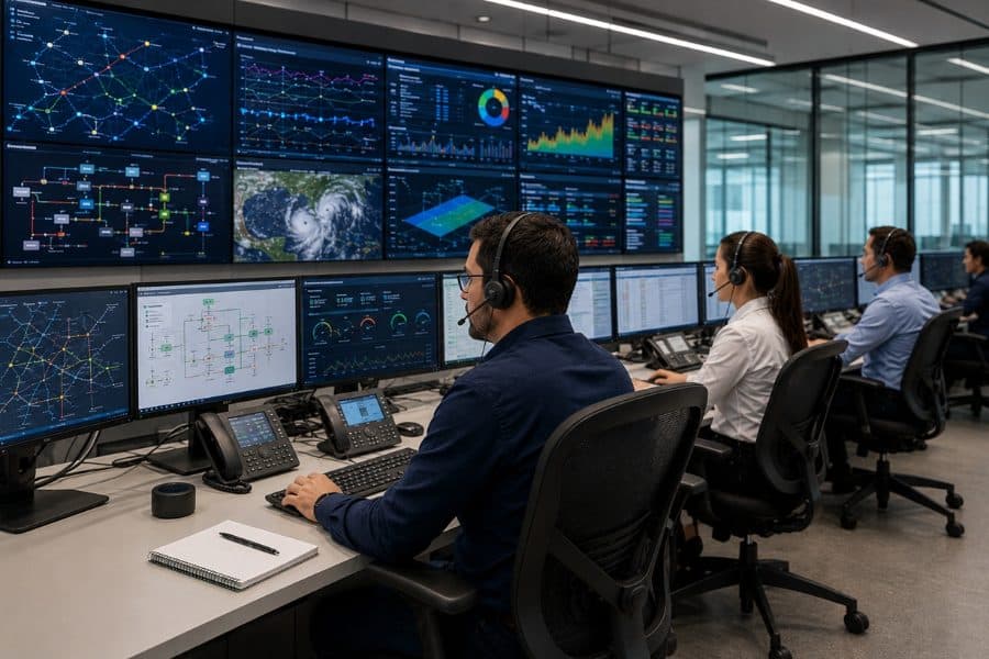 Operadores en sala de control